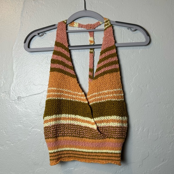 Urban Outfitters BDG Striped Knit Halter Crop Tank - Picture 1 of 4